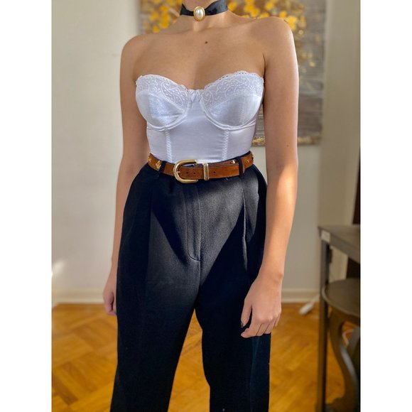 SOLD (VINTAGE) 80's Black Sag Harbor High Rise Tapered Wool Trousers (12) - Picture 5 of 7